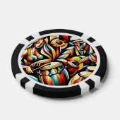 トランプのポーカーチップ – ミュージシャン、ギター、ボンゴ、幾何学的 ポーカーチップ (シングル)