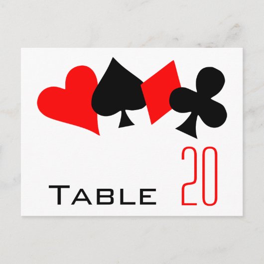 トランプのポーカーテーブル番号はがき ポストカード (正面)