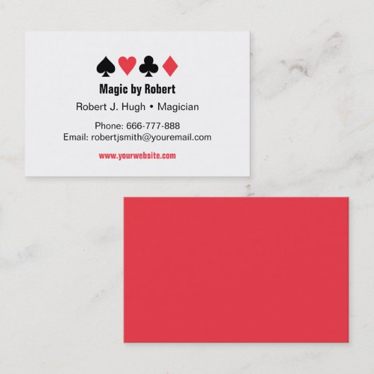 トランプのポーカートランプエースマジシャンビジネスカード 名刺 (正面/裏面)