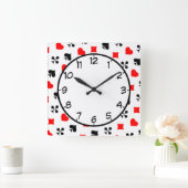 トランプのポーカートランプダイヤモンドクラブスペードハート スクエア壁時計 (ホーム)