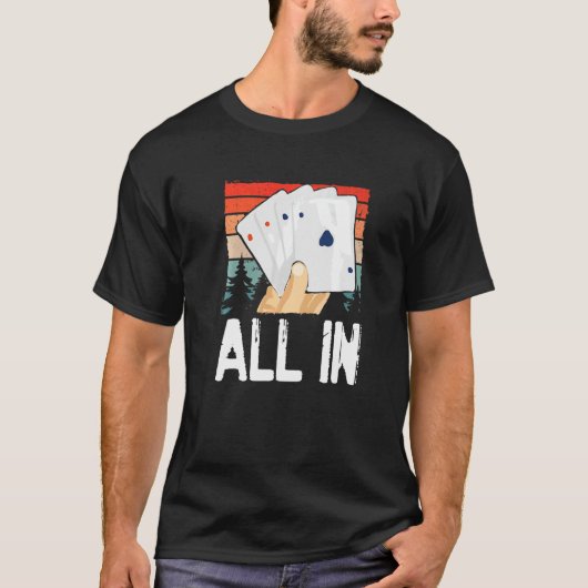 トランプのポーカーナイトカジノホームゲームおもしろいビッグステークステキサス州 Tシャツ (正面)