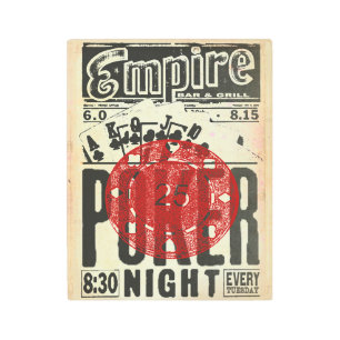 トランプのポーカーナイトメタルサイン メタルプリント