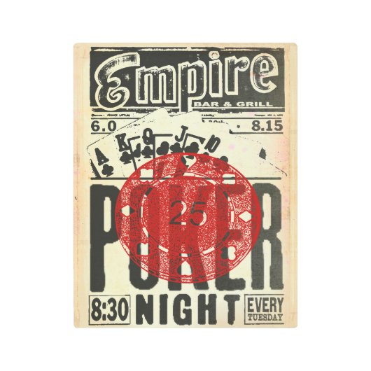 トランプのポーカーナイトメタル標識 メタルプリント (正面)