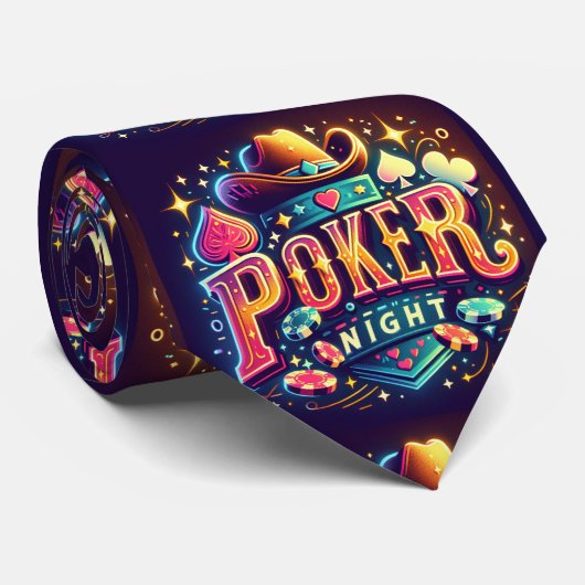 トランプのポーカーナイト文字とカウボーイハット ネクタイ (ロール)