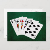 トランプのポーカーハンズストレート – エーストゥテン ポストカード (正面/裏面)