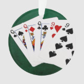 トランプのポーカーハンズフルハウスクイーンアンドナイン オーナメント (正面)