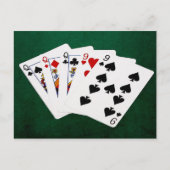 トランプのポーカーハンズフルハウスクイーンアンドナイン ポストカード (正面)