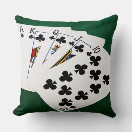 トランプのポーカーハンズ王室の – フラッシュ – クラブスーツ クッション