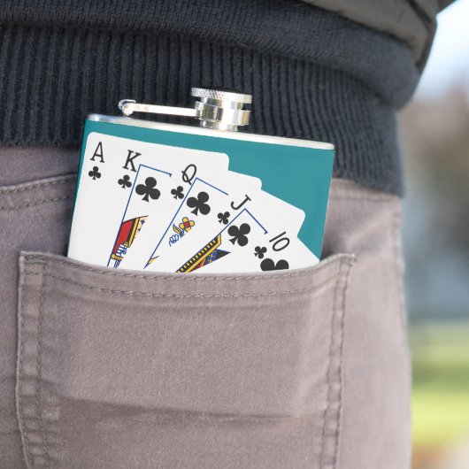 トランプのポーカーハンズ王室の – フラッシュ – クラブスーツ フラスク (インサイチュ)