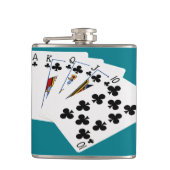 トランプのポーカーハンズ王室の – フラッシュ – クラブスーツ フラスク (正面)