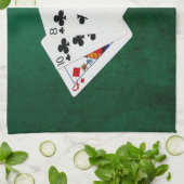 トランプのポーカーハンズ – ハイカード – クイーン キッチンタオル (折り畳み)