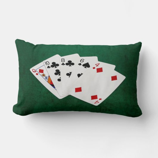 トランプのポーカーハンズ – ハイカード – クイーン ランバークッション (正面)