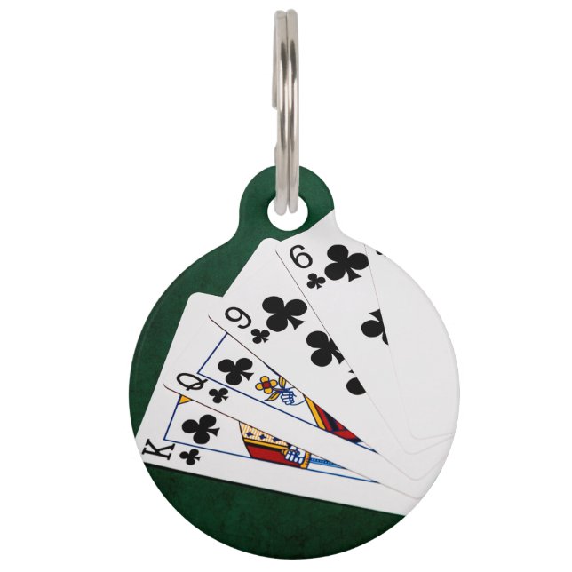 トランプのポーカーハンズ – フラッシュ – クラブスーツ ペット　ネームタグ (正面)