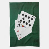 トランプのポーカーハンズ – 種類の3つ – Ace キッチンタオル (縦)