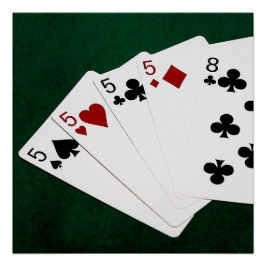 トランプのポーカーハンズ – 種類の4つ – 5と8つ ポスター