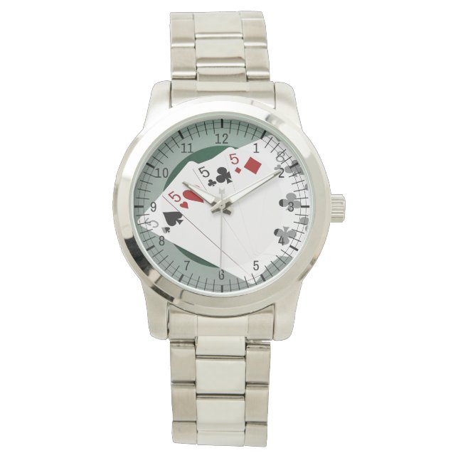 トランプのポーカーハンズ – 種類の4つ – 5と8つ 腕時計 (正面)
