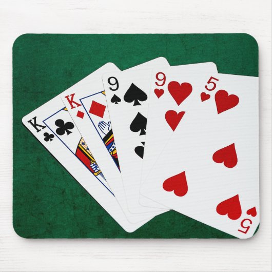 トランプのポーカーハンズ – 2ペア – キング, 9 マウスパッド (正面)