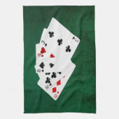 トランプのポーカーハンズ – 2ペア – 10、8 キッチンタオル (縦)