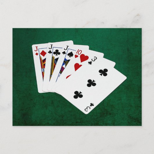 トランプのポーカーハンズ – 3種類 – ジャック ポストカード (正面)
