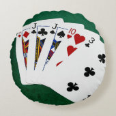 トランプのポーカーハンズ – 3種類 – ジャック ラウンドクッション (正面)