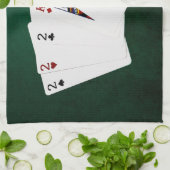 トランプのポーカーハンズ – 3種類 – 2 キッチンタオル (折り畳み)