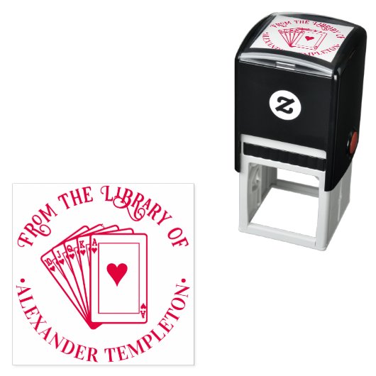 トランプのポーカーハンドハート王室のフラッシュライブラリブック名 セルフインキングスタンプ (インサイチュ)