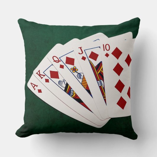トランプのポーカーハンド王室の – フラッシュ – ダイヤモンドスーツ クッション (正面)