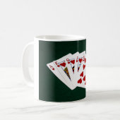 トランプのポーカーハンド王室の – フラッシュ – ハートスーツ コーヒーマグカップ (正面左)