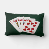 トランプのポーカーハンド王室の – フラッシュ – ハートスーツ ランバークッション (裏面)