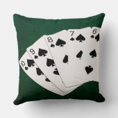 トランプのポーカーハンド – ストレートフラッシュ – スペードスーツ クッション (裏面)