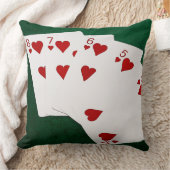 トランプのポーカーハンド – ストレートフラッシュ – ハートスーツ クッション (ブランケット)