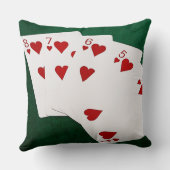 トランプのポーカーハンド – ストレートフラッシュ – ハートスーツ クッション (裏面)