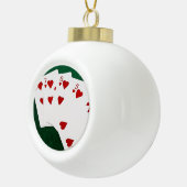 トランプのポーカーハンド – ストレートフラッシュ – ハートスーツ セラミックボールオーナメント (右)