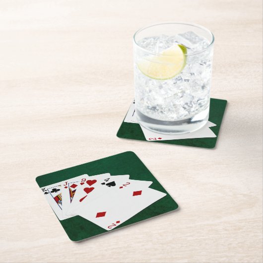 トランプのポーカーハンド – ハイカード – キング スクエアペーパーコースター (インサイチュ)