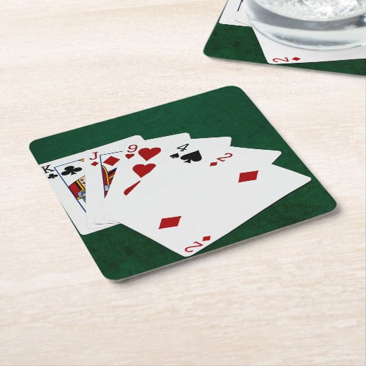 トランプのポーカーハンド – ハイカード – キング スクエアペーパーコースター (アングル)