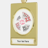 トランプのポーカーハンド – フラッシュ王室の ゴールドプレートバナーオーナメント (左)