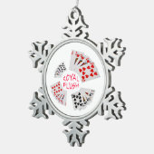 トランプのポーカーハンド – フラッシュ王室の スノーフレークピューターオーナメント (右)