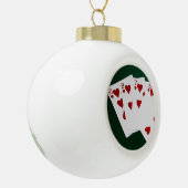 トランプのポーカーハンド – フラッシュ – ハートスーツ セラミックボールオーナメント (左)