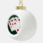 トランプのポーカーハンド – フラッシュ – ハートスーツ セラミックボールオーナメント (右)
