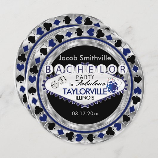 トランプのポーカーバチュラーパーティ招待状- DIYシティ&州 招待状 (正面/裏面)