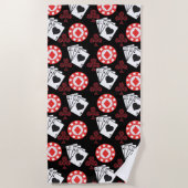 トランプのポーカーパターンエースクロストランプトレンディー ビーチタオル (正面)