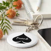 トランプのポーカーパーソナライズされたキーチェーンとスペード キーホルダー (側面)