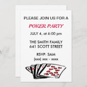 トランプのポーカーパーティの招待状 招待状 (正面/裏面)