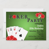 トランプのポーカーパーティーカジノゲーム誕生日招待状 招待状 (正面)