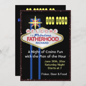 トランプのポーカーパーティーニューダディーベビーシャワー 招待状 (正面/裏面)