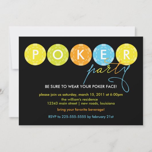 トランプのポーカーパーティー 招待状 (正面)
