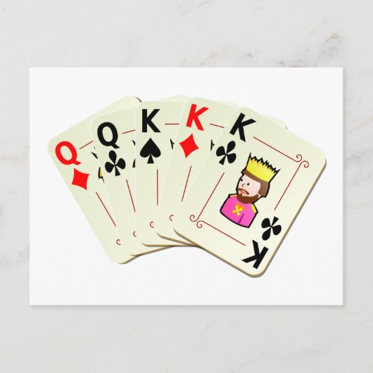 トランプのポーカーフルハウス ポストカード (正面)