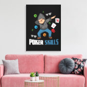 トランプのポーカープレーヤーギフトメンズテキサス州ホールデムカジノトランプのポーカー キャンバスプリント (インサイチュ (リビング))