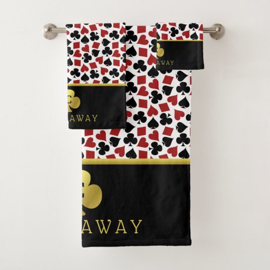 トランプのポーカープレーヤーギャンブラーカジノカードスーツ名前をカスタムする バスタオルセット (インサイチュ)