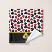 トランプのポーカープレーヤーギャンブラーカジノカードスーツ名前をカスタムする バスタオルセット (ウォッシュタオル)